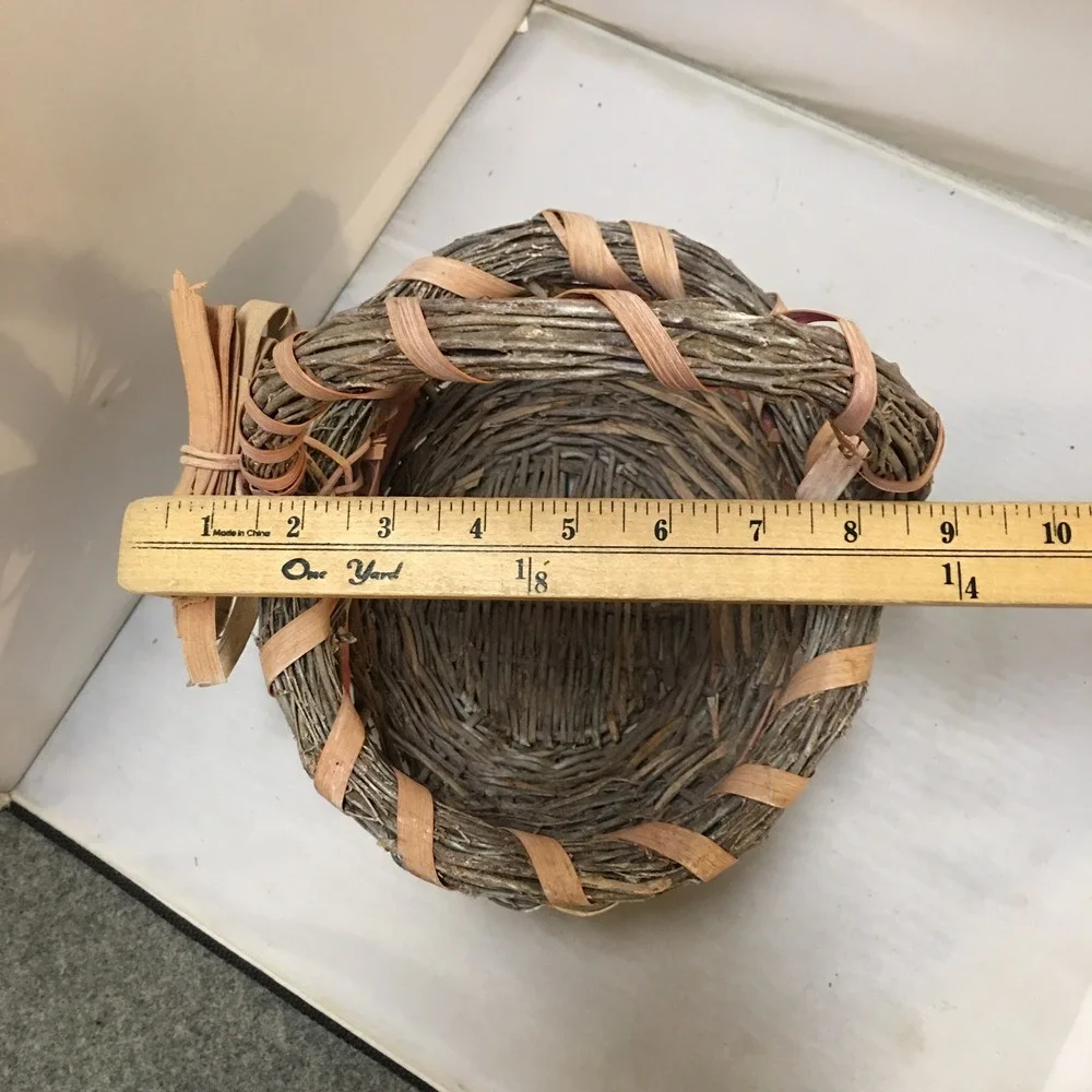 Grapevine Basket Home Decor Small Brown Rustic Woven Bow Accent Cottagecore